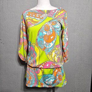 TRINA TURK Pucci-esque Vibrant Tunic Top/Mini Dress Bust 38